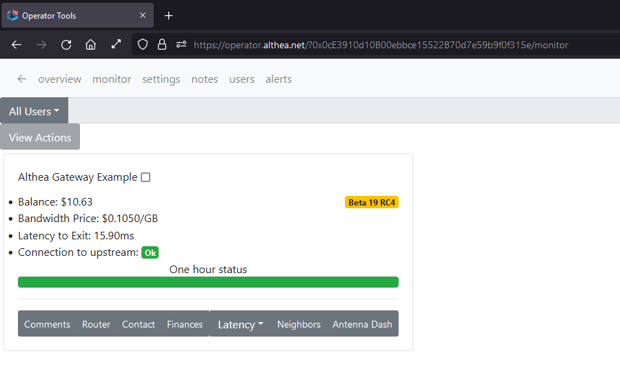 network dashboard